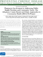Pharmacist Involvement in Addressing Public Health Priorities and Community Needs The Allegheny County Racial and Ethnic Approaches to Community Health REACH Project