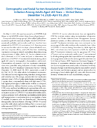 Demographic and Social Factors Associated with COVID19 Vaccination Initiation Among Adults Aged 65 Years  United States December 14 2020April 10 2021