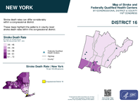 NY Congressional District 16 Stroke and Federally Qualified Health Centers Map 119th Congress