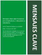Mensajes clave sobre huracanes para empleadores trabajadores y voluntarios 2017