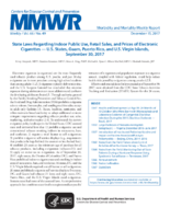 State Laws Regarding Indoor Public Use Retail Sales and Prices of Electronic Cigarettes  US States Guam Puerto Rico and US Virgin Islands September 30 2017