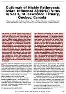 Outbreak of Highly Pathogenic Avian Influenza AH5N1 Virus in Seals St Lawrence Estuary Quebec Canada1