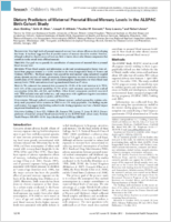 Dietary Predictors of Maternal Prenatal Blood Mercury Levels in the ALSPAC Birth Cohort Study