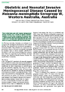 Obstetric and Neonatal Invasive Meningococcal Disease Caused by Neisseria meningitidis Serogroup W Western Australia Australia