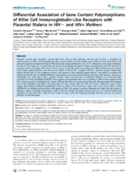 Differential Association of Gene Content Polymorphisms of Killer Cell ImmunoglobulinLike Receptors with Placental Malaria in HIV and HIV Mothers