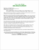 CDC and EPA water advisory in response to high threat level