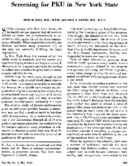 Screening for PKU in New York State