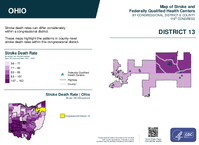 OH Congressional District 13 Stroke and Federally Qualified Health Centers Map 119th Congress