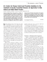 US Centers for Disease Control and Prevention guidelines for the treatment of sexually transmitted diseases an opportunity to unify clinical and public health practice