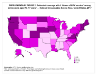 Supplementary Figure 2 Estimated Coverage with  1doses of HPV Vaccine Among Adolescents Aged 1317 Years  National Immunization SurveyTeen United States 2017