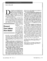 Prenatal Care Indices How Useful