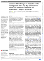 Evaluation of the Efficacy of an Intersection Conflict Warning System at TwoWay StopControlled Rural Intersections DifferenceinDifferences and TripleDifference Analytical Approaches