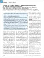 Prenatal and Postnatal Bisphenol A Exposure and Body Mass Index in Childhood in the CHAMACOS Cohort