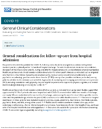 Evaluating and Caring for Patients with PostCOVID Conditions Interim Guidance General Clinical Considerations