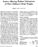 Factors affecting mothers estimations of their childrens birth weights