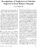 Investigations Of Staphylococcal Infection Acquired In Great Britains Hospitals