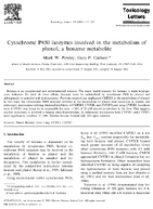 Cytochrome P450 Isozymes Involved in the Metabolism of Phenol a Benzene Metabolite