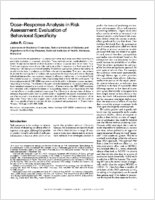 Doseresponse analysis in risk assessment evaluation of behavioral specificity