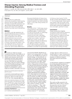 Sharps Injuries Among Medical Trainees and Attending Physicians