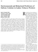 Environmental and Behavioral Predictors of Salivary Cotinine in Latino Tobacco Workers