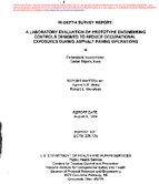 Indepth survey report a laboratory evaluation of prototype engineering controls designed to reduce occupational exposures during asphalt paving operations at Cedarapids Incorporated Cedar Rapids Iowa