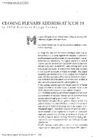Closing Plenary Address at ICCH 11