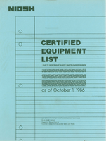 NIOSH Certified Equipment List as of October 1 1986
