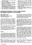 Estimating The Prevalence Of Chronic Fatigue Syndrome And Associated Symptoms In The Community