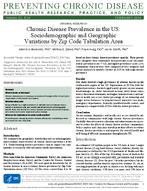 Chronic Disease Prevalence in the US Sociodemographic and Geographic Variations by Zip Code Tabulation Area