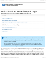 Health Disparities Race and Hispanic Origin Provisional Death Counts for Coronavirus Disease 2019 COVID19 March 24 2021
