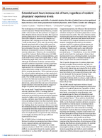 Extended Work Hours Increase Risk of Harm Regardless of Resident Physicians Experience Levels