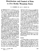 Distribution and control of rats in five Rocky Mountain States
