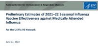 Preliminary estimates of 202122 seasonal influenza vaccine effectiveness against medically attended influenza for the US Flu VE Network