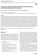 Caring for the Caregiver Work Mistreatment and WellBeing Among Early Childhood Education Staff in Colorado