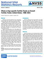 Effects of Agespecific Fertility Trends on Overall Fertility Trends United States 19902023