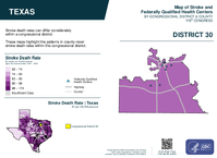 TX Congressional District 30 Stroke and Federally Qualified Health Centers Map 119th Congress