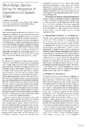 Work Design Barriers Facing the Integration of Ergonomics into System Design