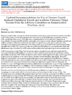 Updated recommendations for use of tetanus toxoid reduced diphtheria toxoid and acellular pertussis Tdap vaccine from the Advisory Committee on Immunization Practices 2010