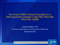 Summary of work group discussions on meningococcal disease in men who have sex with men MSM
