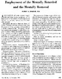 Employment Of The Mentally Retarded And The Mentally Restored