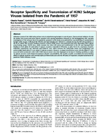Receptor Specificity and Transmission of H2N2 Subtype Viruses Isolated from the Pandemic of 1957