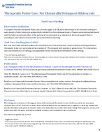 Therapeutic Foster Care For Chronically Delinquent Adolescents