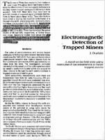 Electromagnetic Detection Of Trapped Miners  A Report On 94 Field Tests Using Narrowband EM Transmitters To Locate Trapped Miners