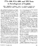 Fta200 FtaAbs And Tpi Tests In Serodiagnosis Of Syphilis