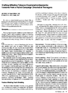 Crafting Effective Tobacco Counter advertisements Lessons From A Failed Campaign Directed At Teenagers