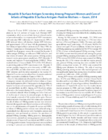 Hepatitis B Surface Antigen Screening Among Pregnant Women and Care of Infants of Hepatitis B Surface AntigenPositive Mothers  Guam 2014