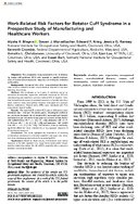 WorkRelated Risk Factors for Rotator Cuff Syndrome in a Prospective Study of Manufacturing and Healthcare Workers