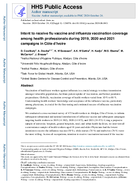 Intent to receive flu vaccine and influenza vaccination coverage among health professionals during 2019 2020 and 2021 campaigns in Cte dIvoire