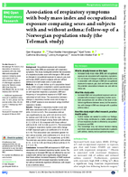 Association of respiratory symptoms with body mass index and occupational exposure comparing sexes and subjects with and without asthma followup of a Norwegian population study the Telemark study