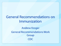 General recommendations on immunization